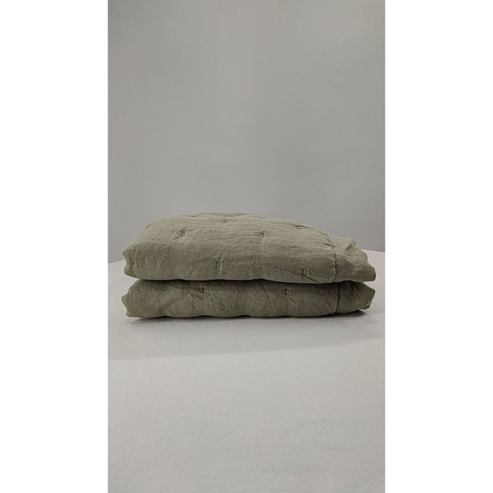 Quince Home European Linen Dream Sham Set Of 2 Green Bedding Standard - Picture 2 of 3